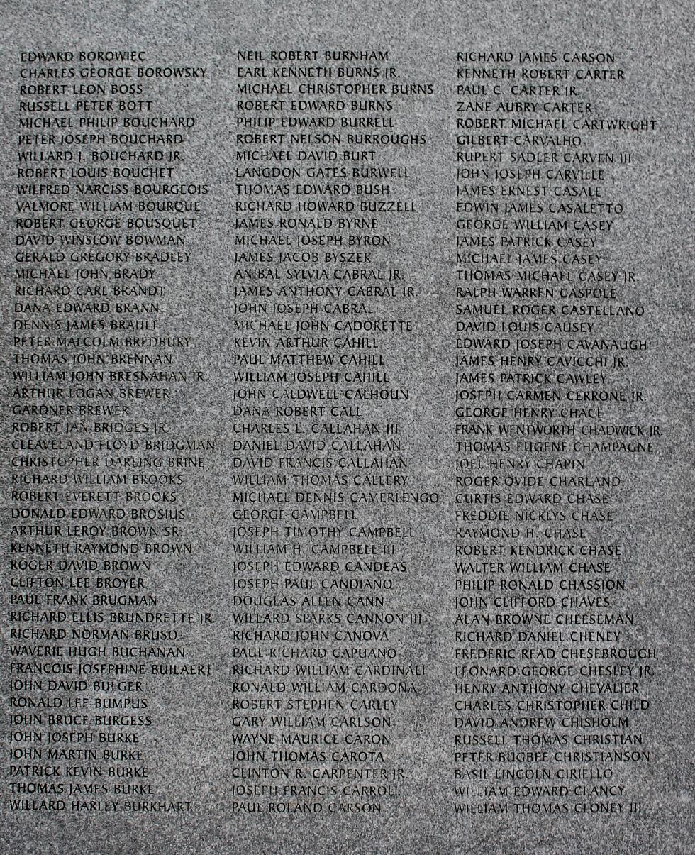 Massachusetts Vietnam Veterans Memorial - Veterans Names B-C