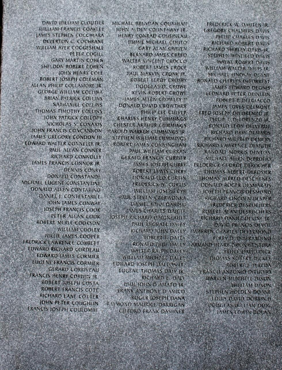 Massachusetts Vietnam Veterans Memorial - Veterans Names C-D