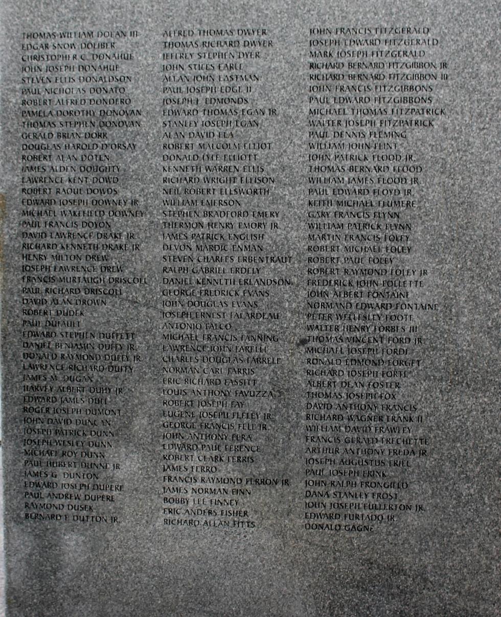 Massachusetts Vietnam Veterans Memorial - Veterans Names D-G