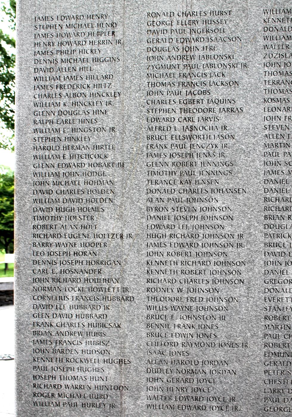 Massachusetts Vietnam Veterans Memorial - Veterans Names H-K