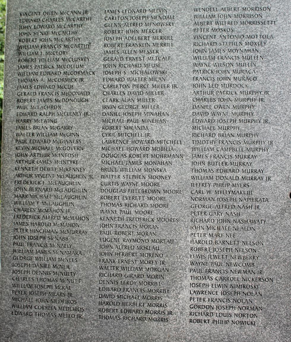 Massachusetts Vietnam Veterans Memorial - Veterans Names M-N