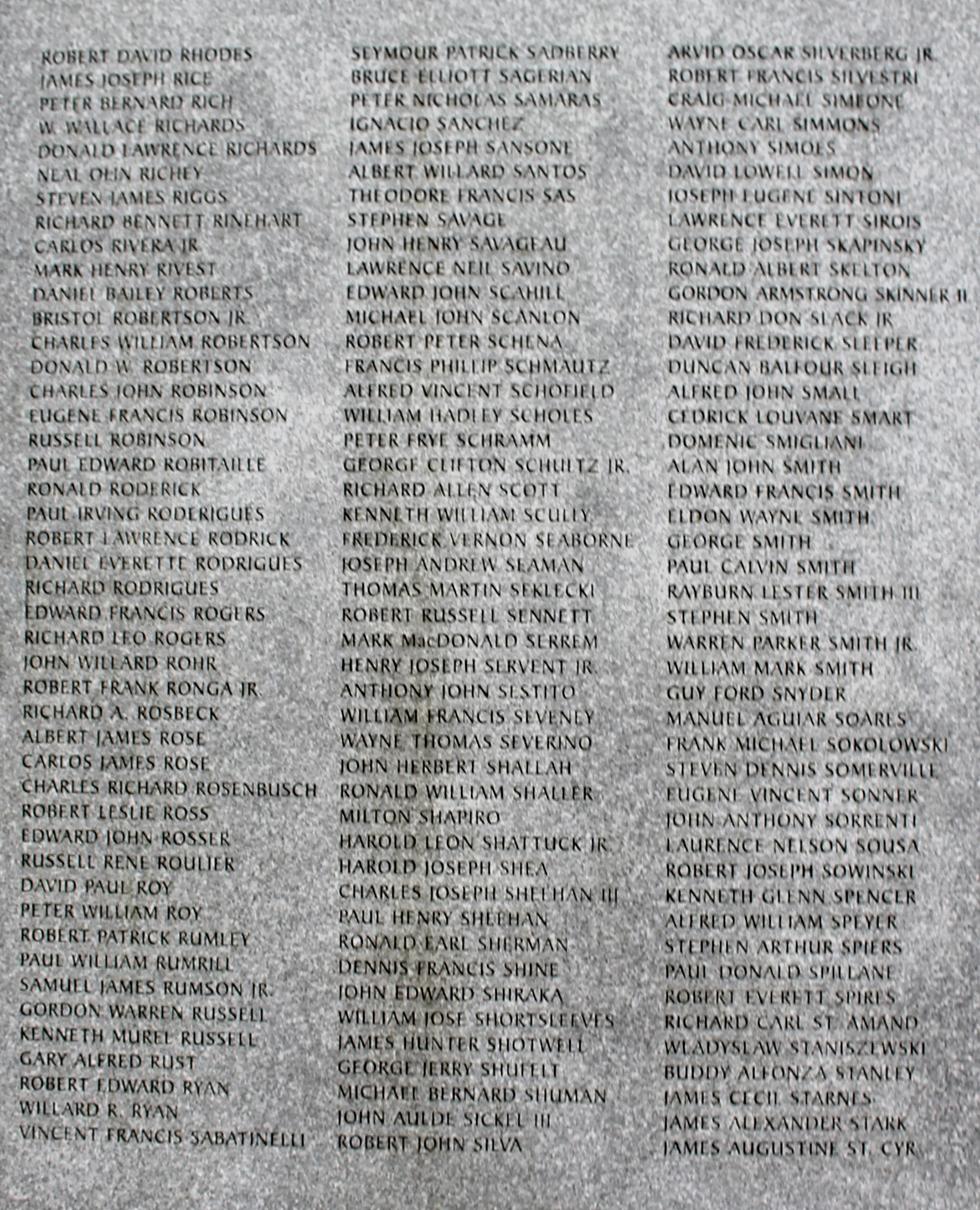 Massachusetts Vietnam Veterans Memorial - Veterans Names R-S