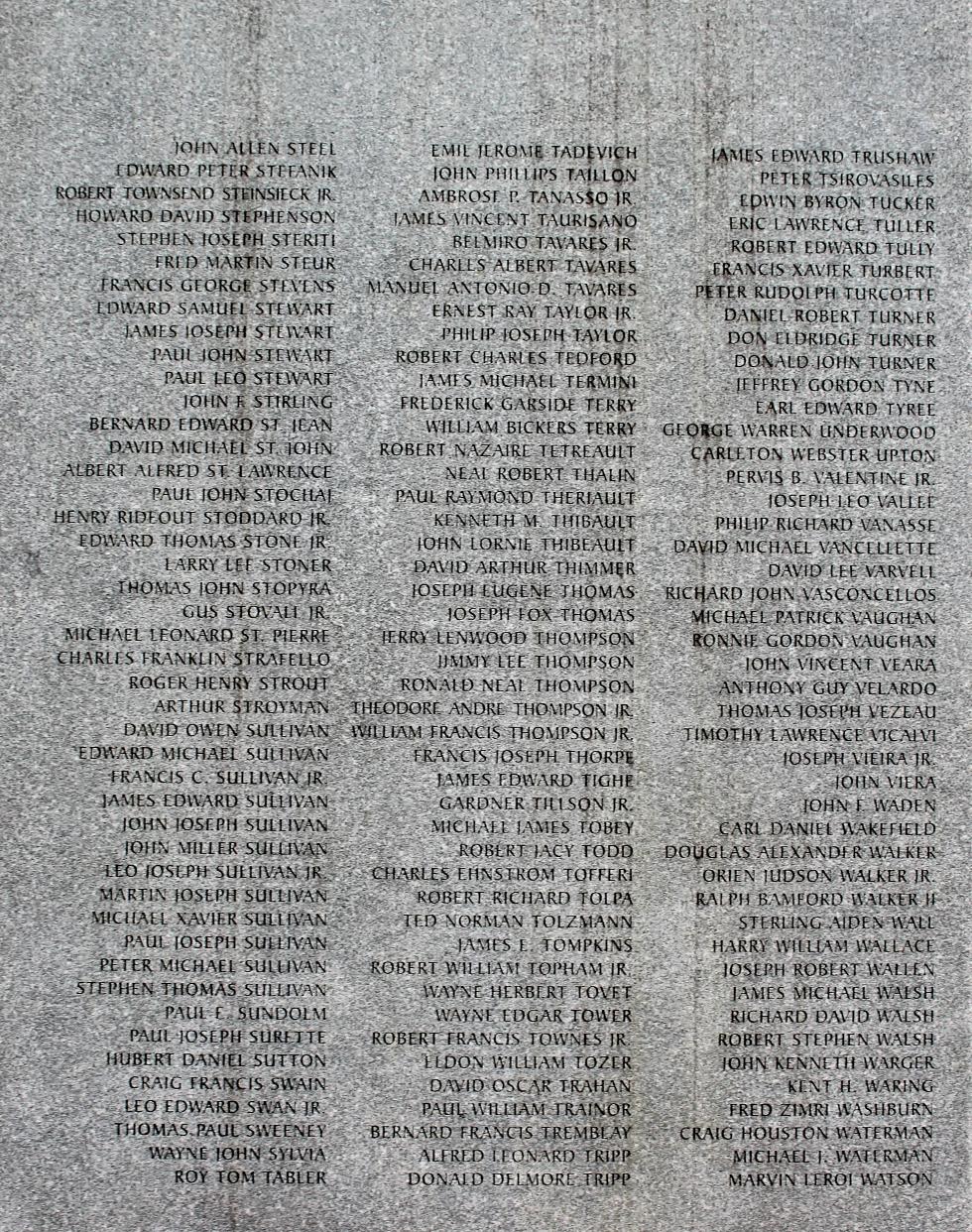 Massachusetts Vietnam Veterans Memorial - Veterans Names S-W