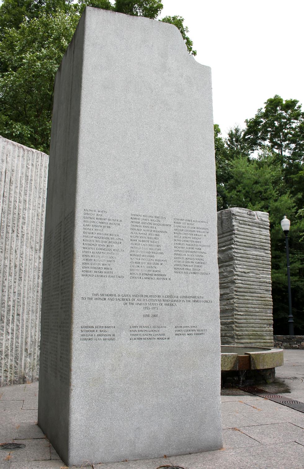 Massachusetts Vietnam Veterans Memorial - Veterans Names W-Z
