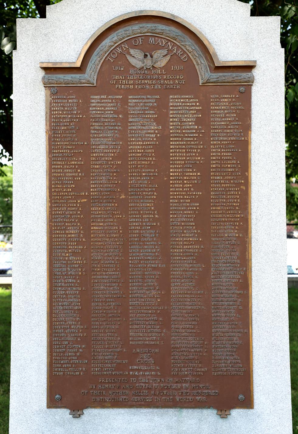 Maynard Massachusetts World War I Veterans Memorial