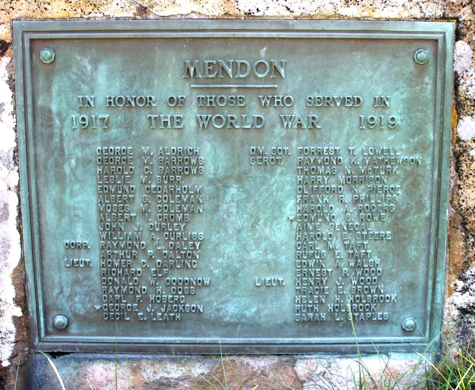 Mendon Massachusetts World War I Veterans Memorial