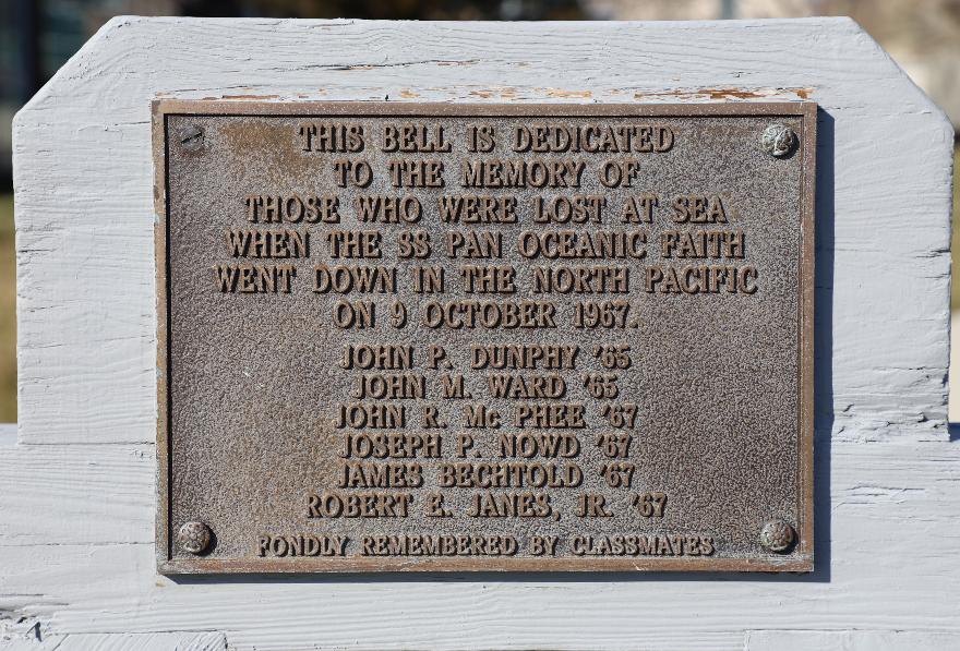Merchant Marine Academy  Lost at Sea Memorial Bell - SS Pan Oceanic Faith - Bourne Massachusetts