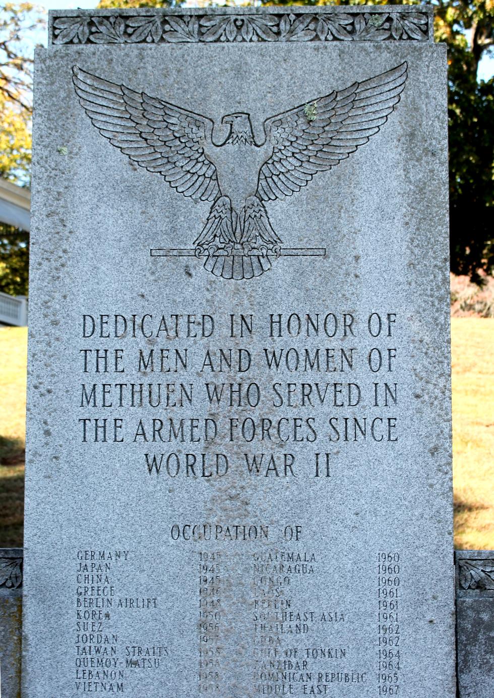Metheun Massachusetts Post-World War II Veterans Memorial