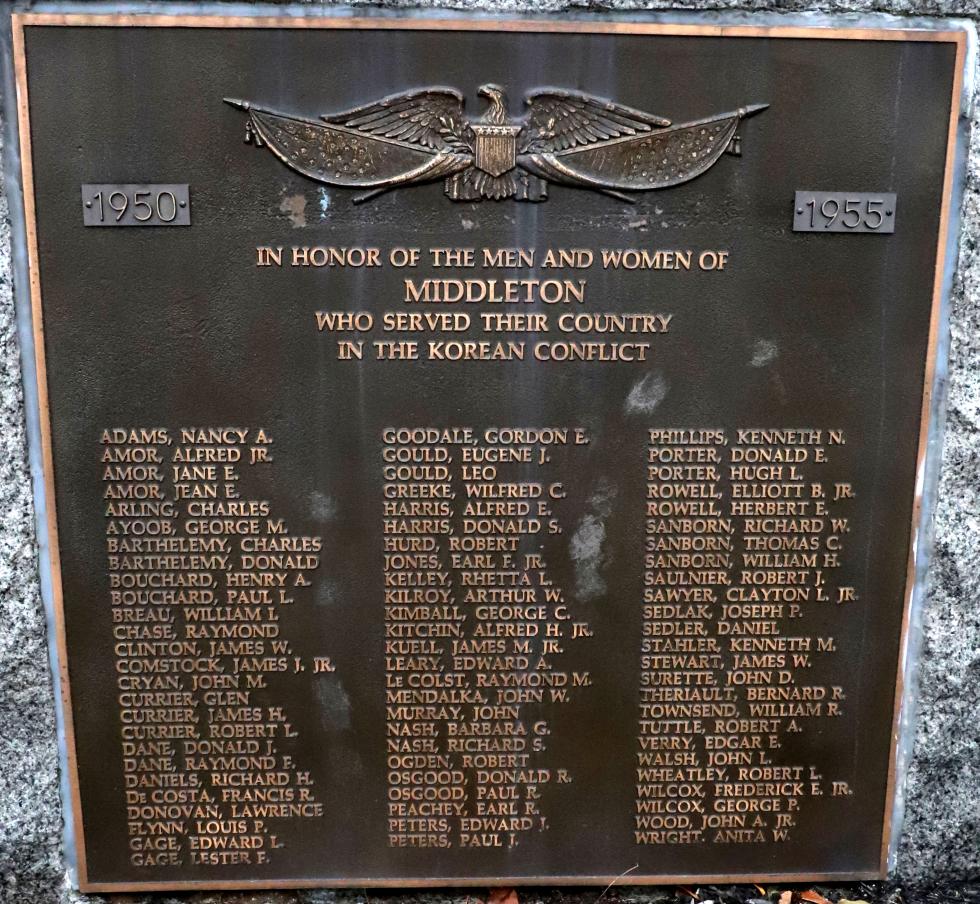 Middleton Massachusetts Korean War Veterans Memorial