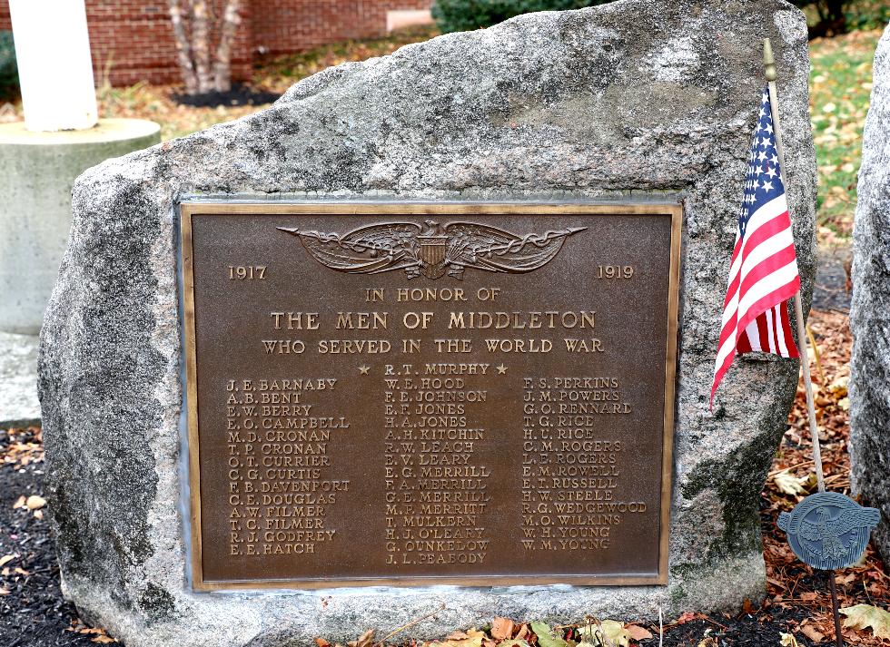 Middleton Massachusetts World War I Veterans Memorial