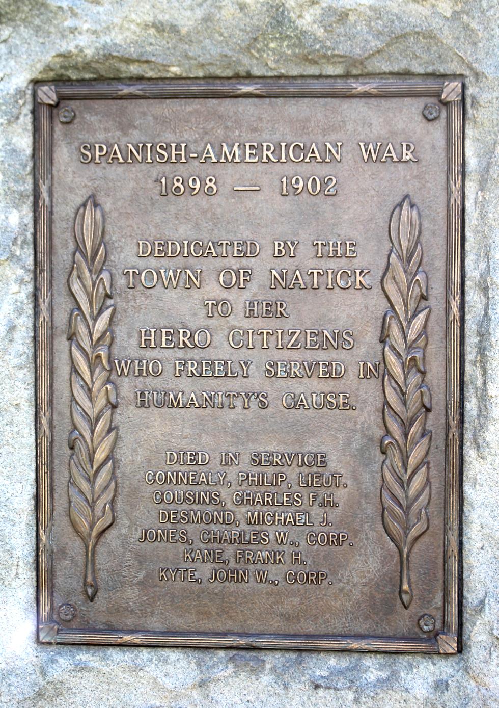 Natick Massachusetts Spanish-American War Memorial