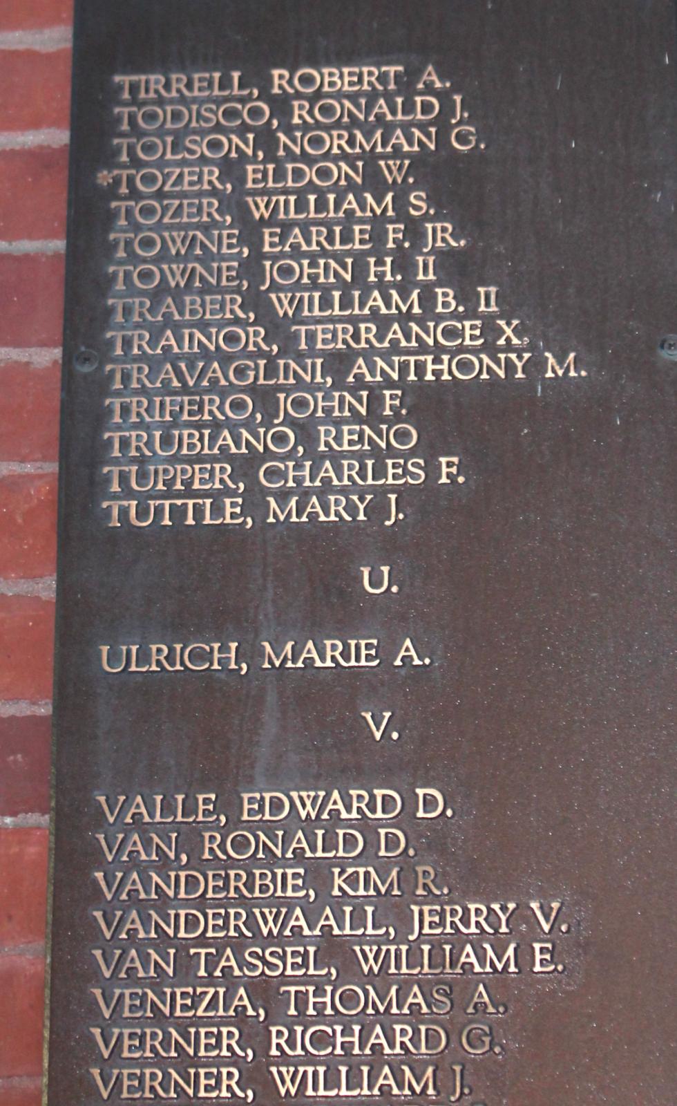 Natick Massachusetts Vietnam War Veterans Honor Roll