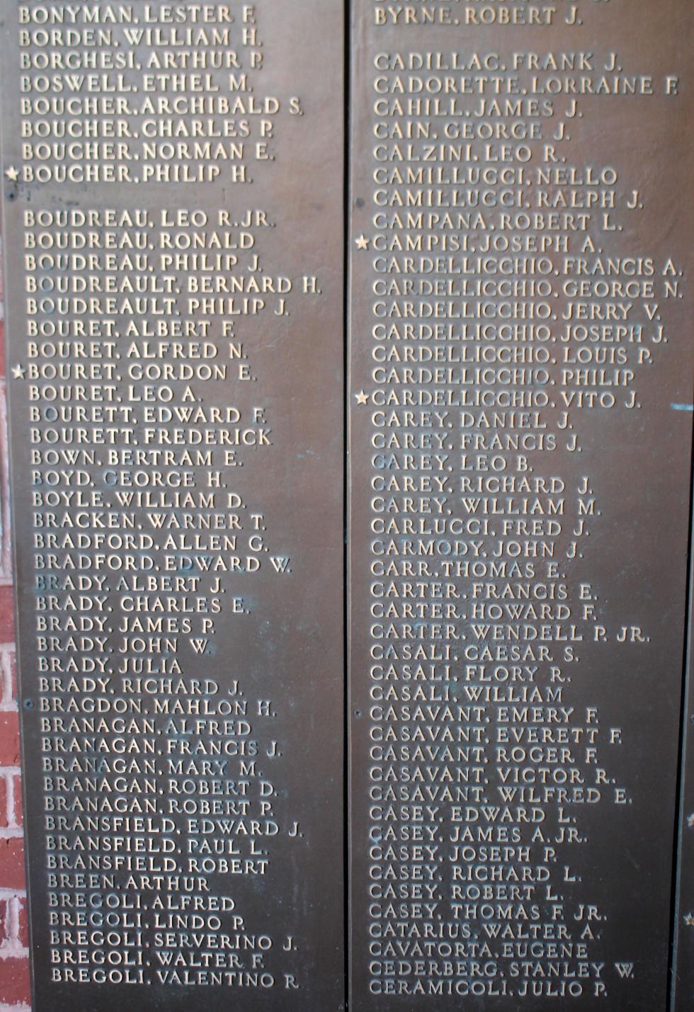 Natick Massachusetts World War II Veterans Honor Roll