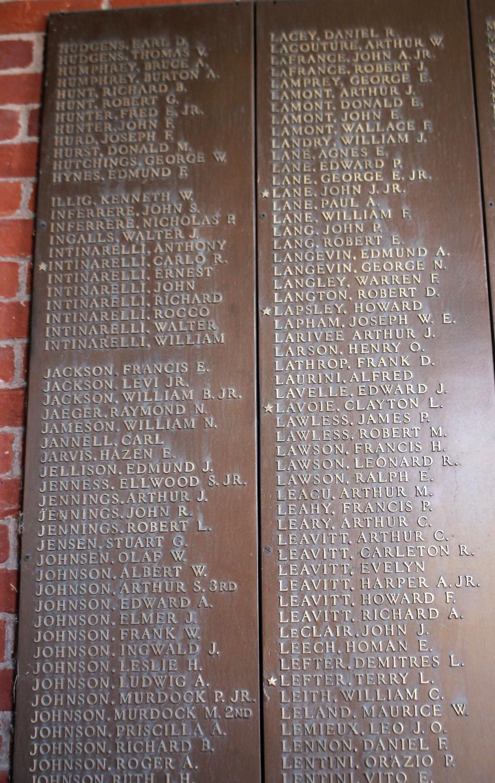 Natick Massachusetts World War II Honor Roll