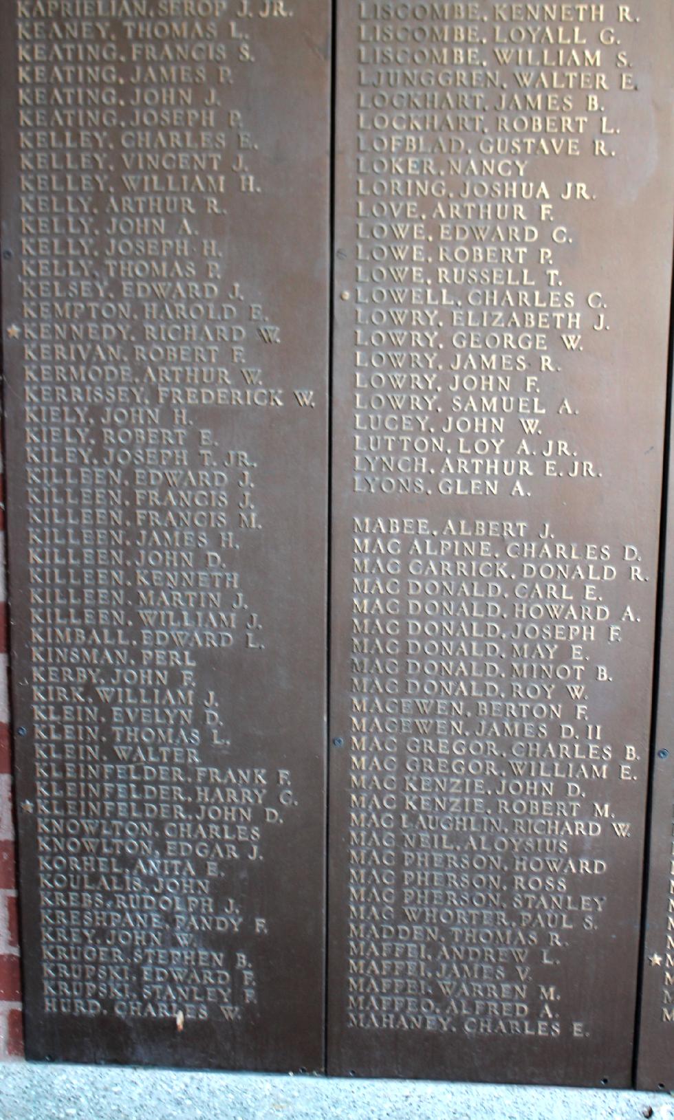 Natick Massachusetts World War II Honor Roll