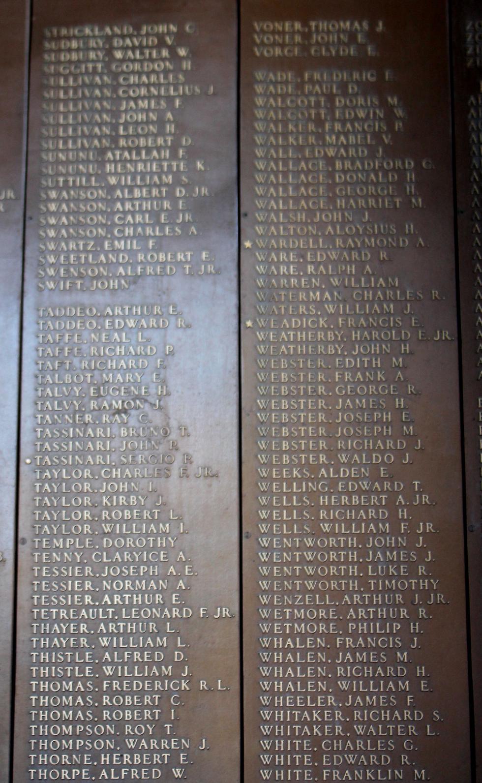 Natick Massachusetts World War II Honor Roll