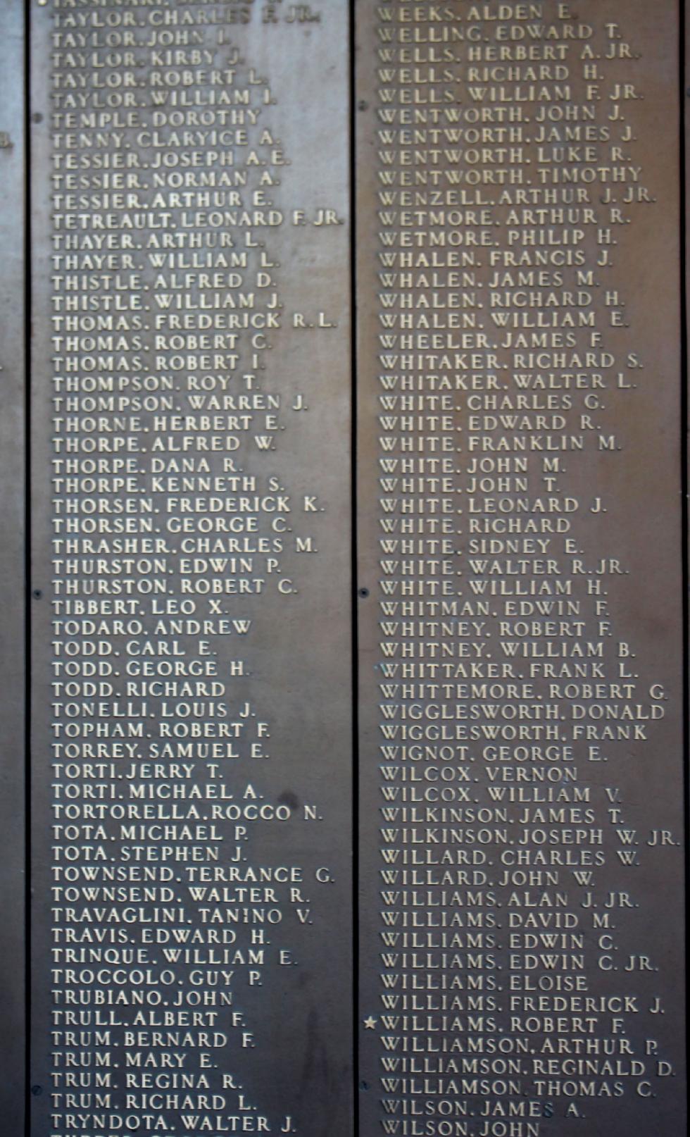 Natick Massachusetts World War II Honor Roll