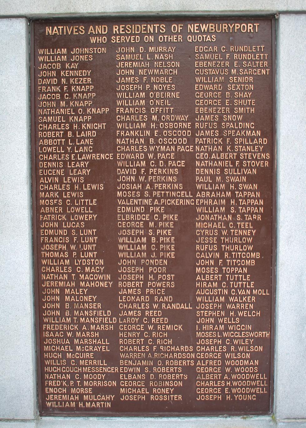 Newburyport Massachusetts Other Conflicts Veterans Memorial