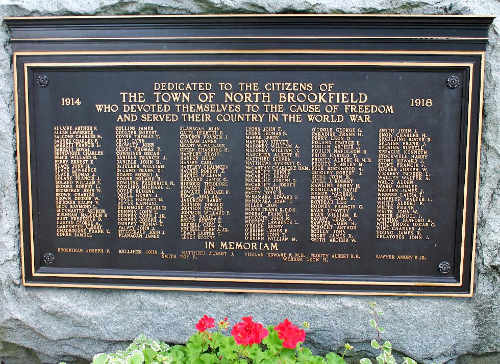 North Brookfield Mass World War I  Veterans Memorial