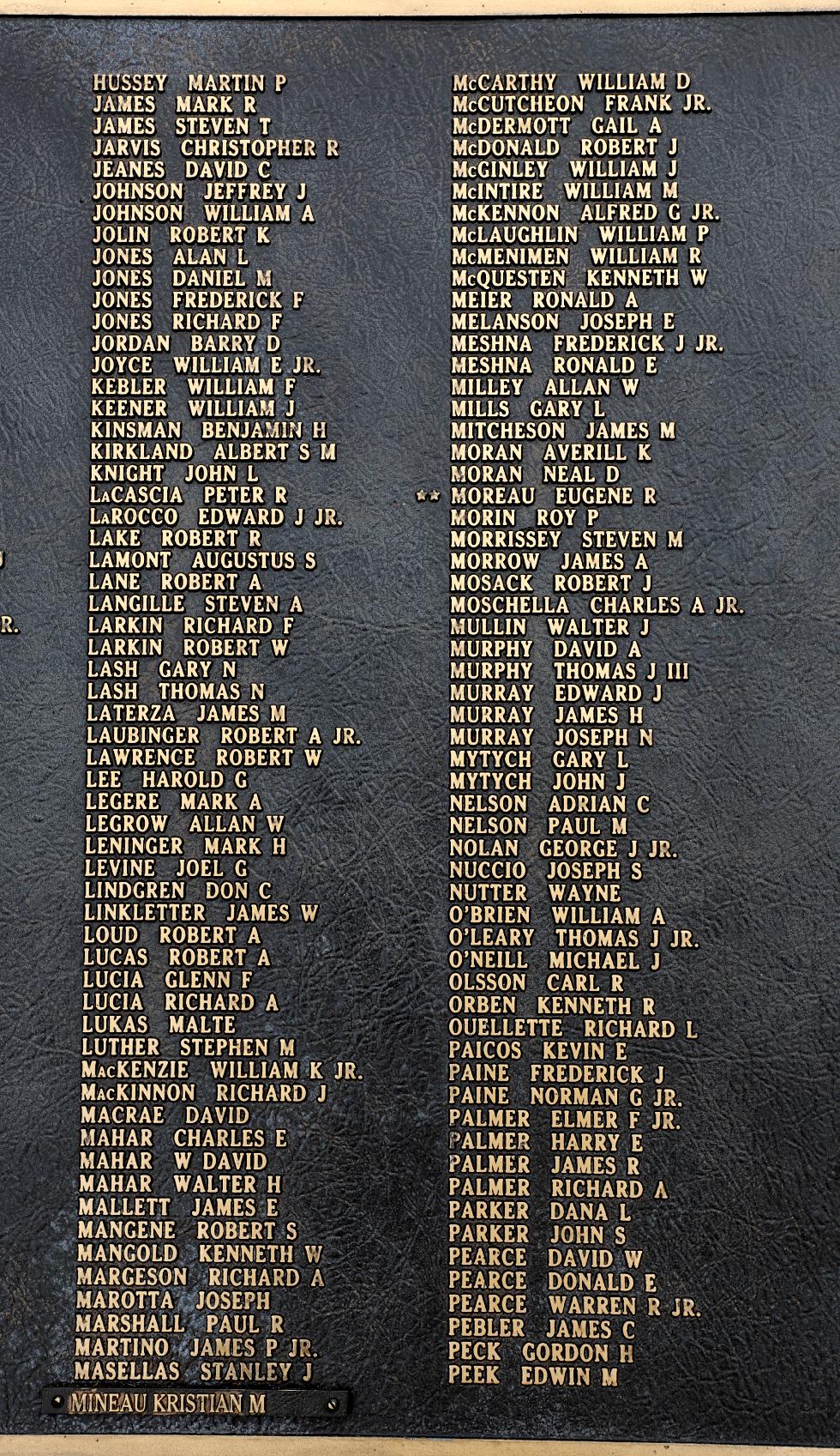 North Reading Massachusetts Vietnam War Veterans Memorial