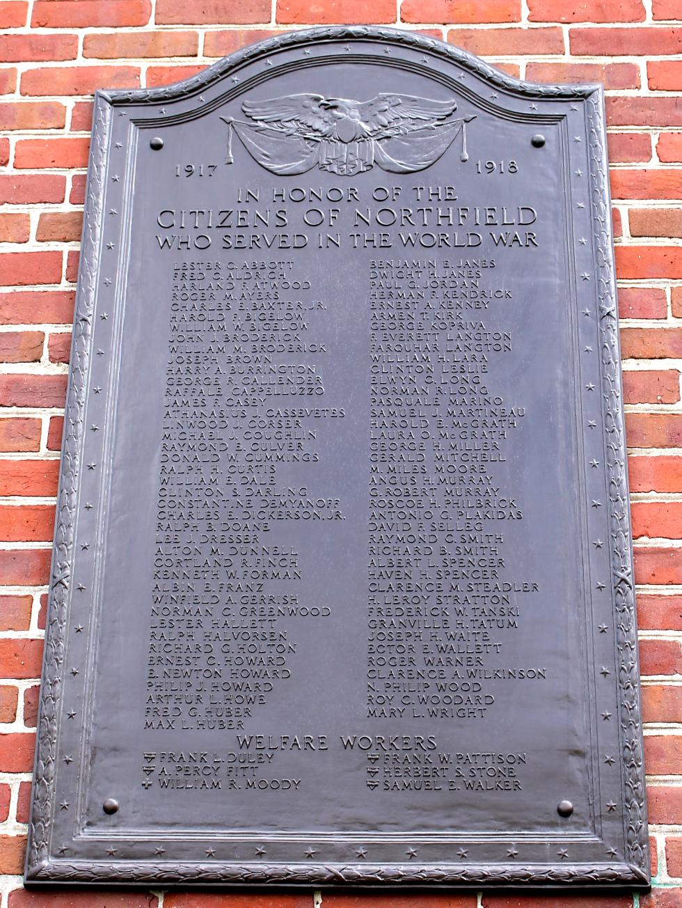 Northfield Massachusetts World War I Veterans Memorial