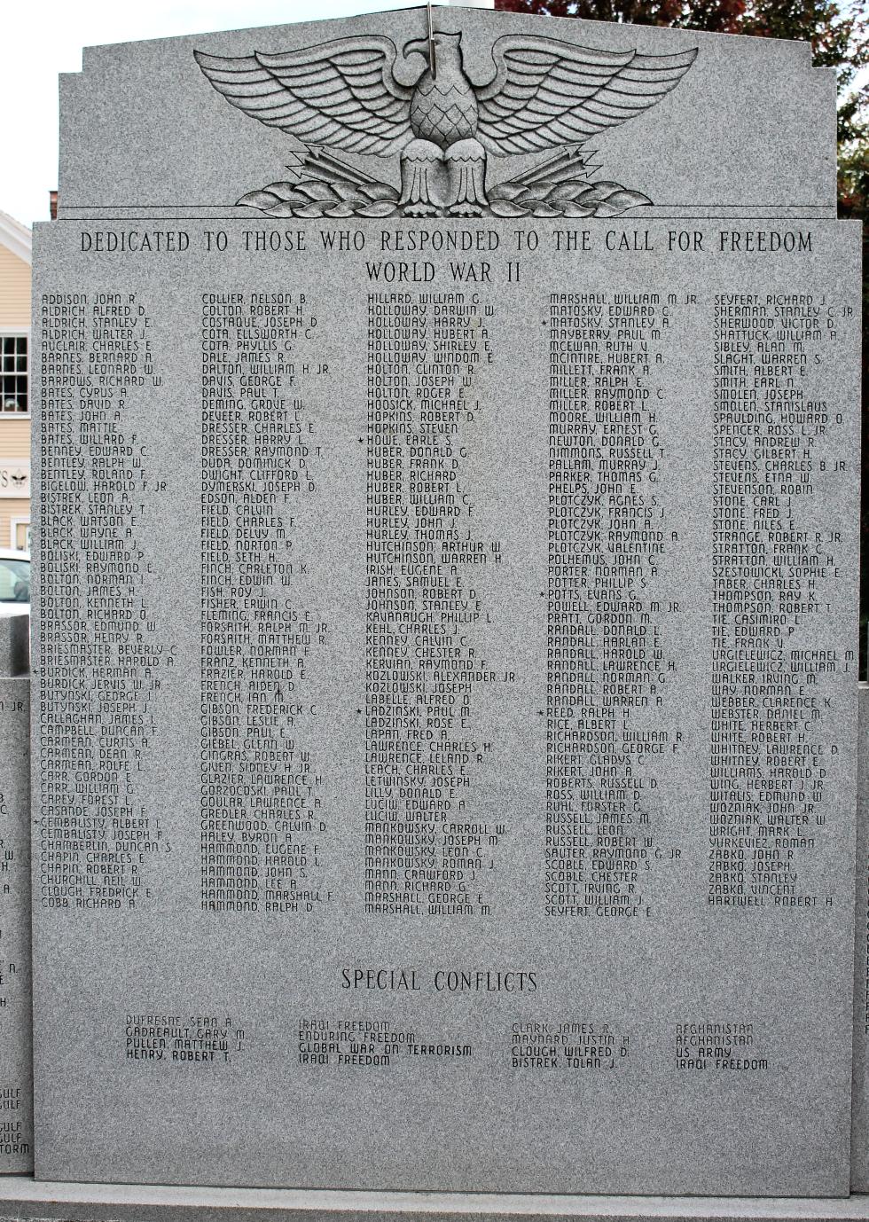 Northfield Massachusetts World War II Veterans Memorial