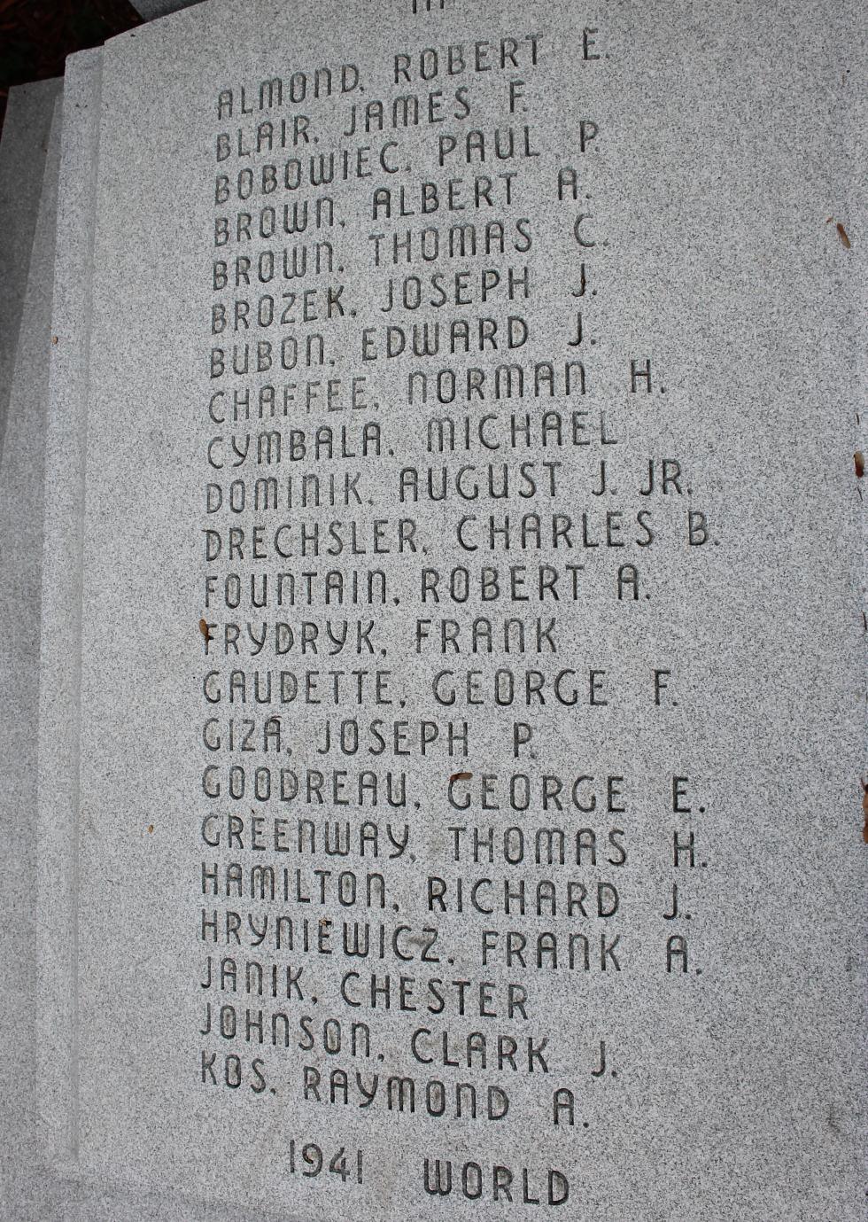 Palmer Massachusetts World War II Veterans Memorial