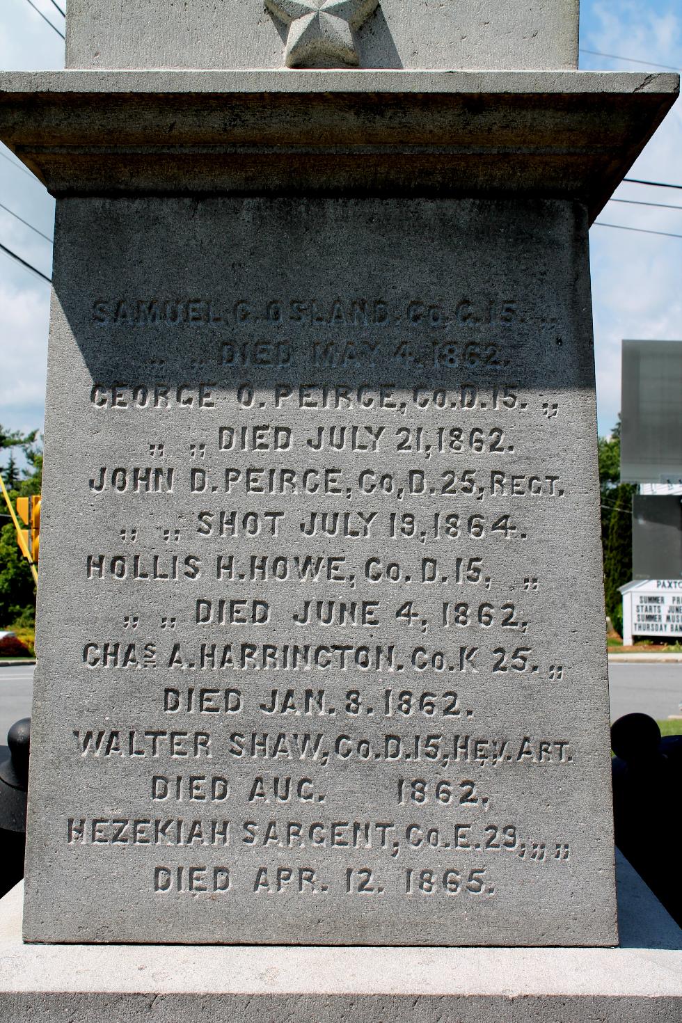 Paxton Massachusetts Civil War Memorial