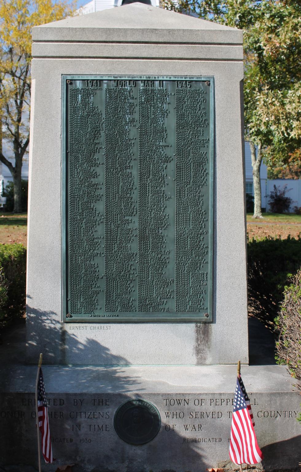 Pepperell Massachusetts World War II Veterans Memorial