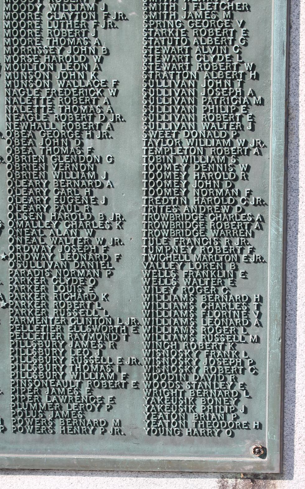 Pepperell Massachusetts World War II Veterans Memorial