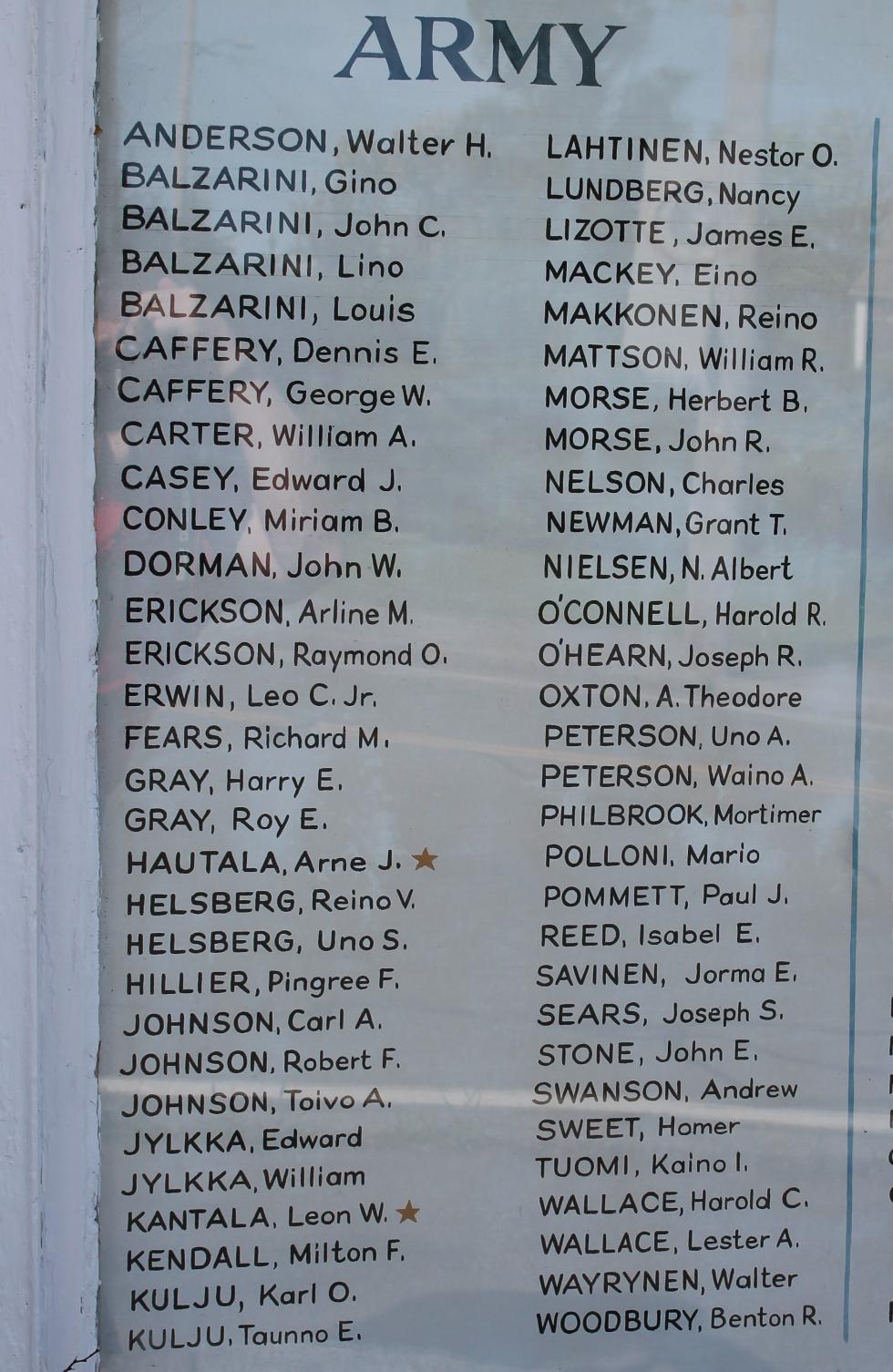 Pigeon Cove Massachusetts Veterans Honor Roll