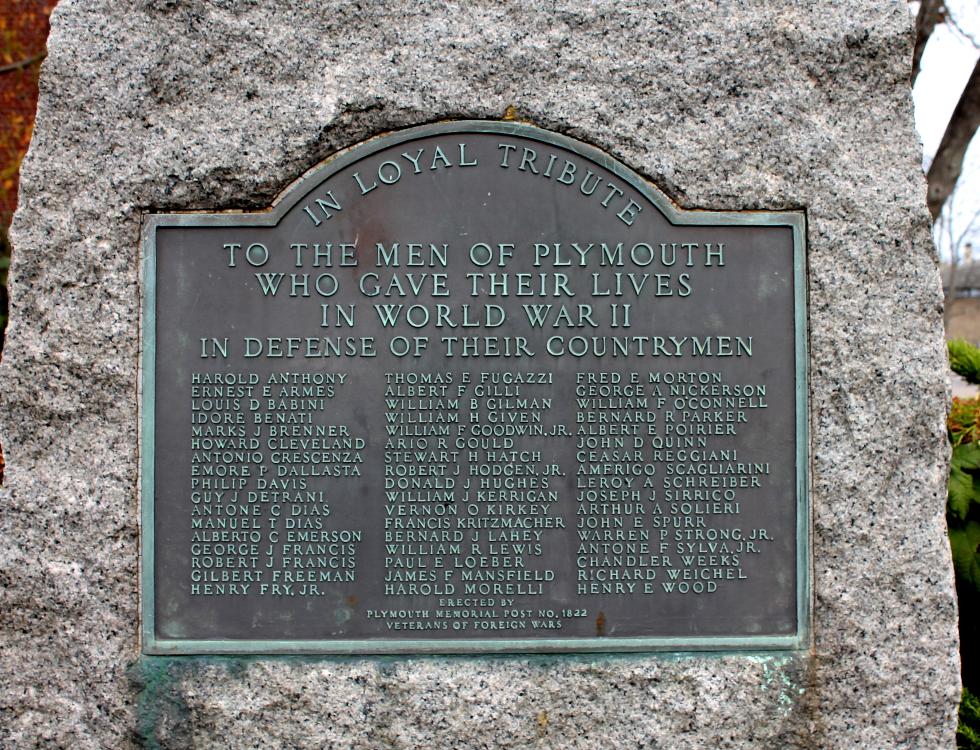 Plymouth Massachusetts World War Ii Veterans Memorial