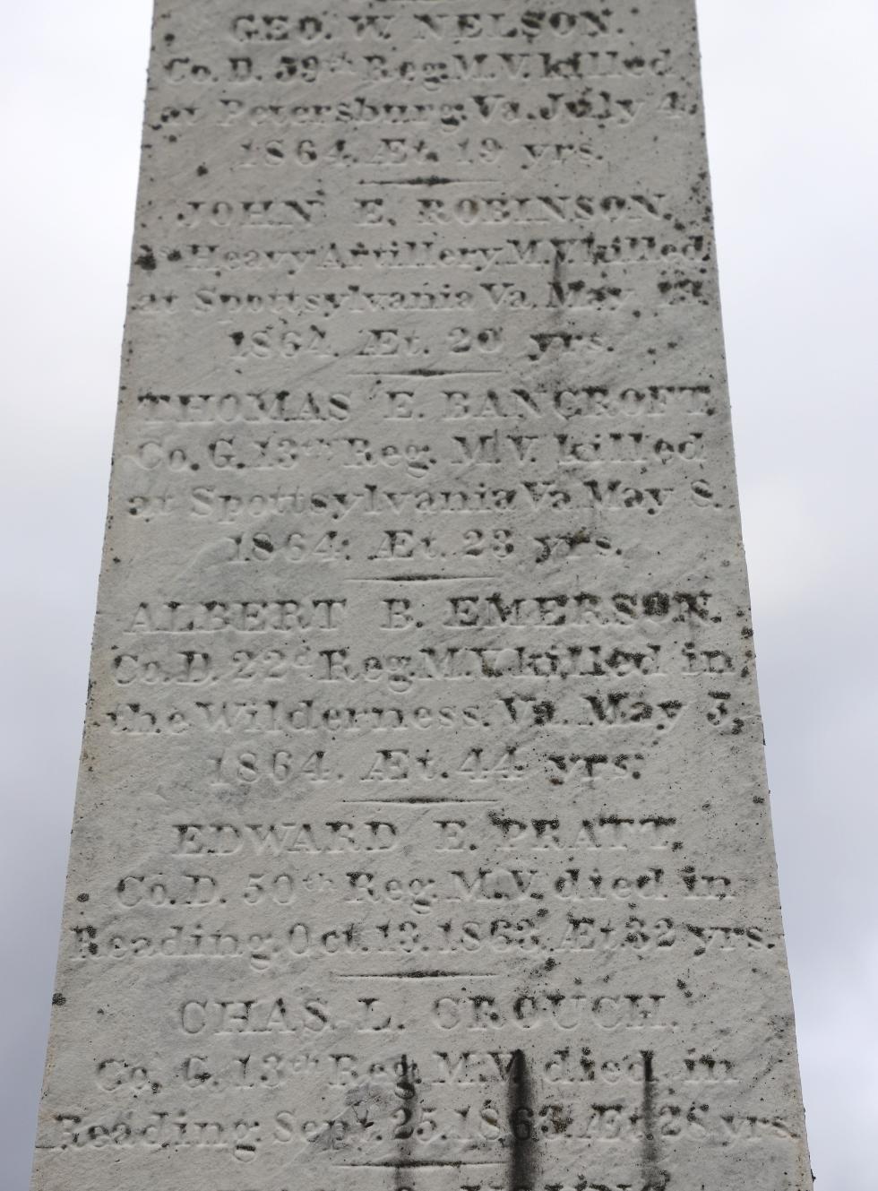 Reading Massachusetts Civil War Veterans Memorial