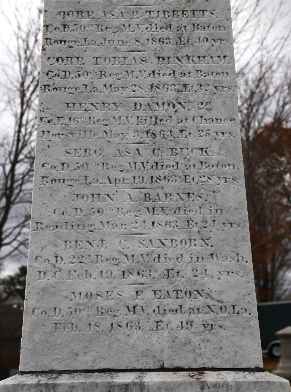 Reading Massachusetts Civil War Veterans Memorial