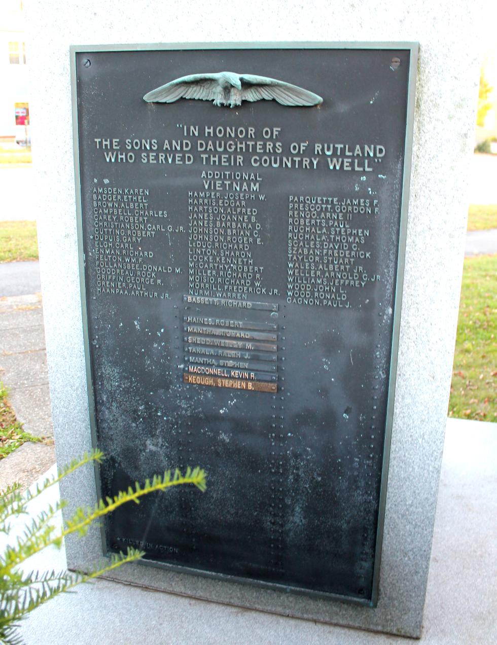 Rutland Massachusetts Vietnam War  Veterans Honor Roll