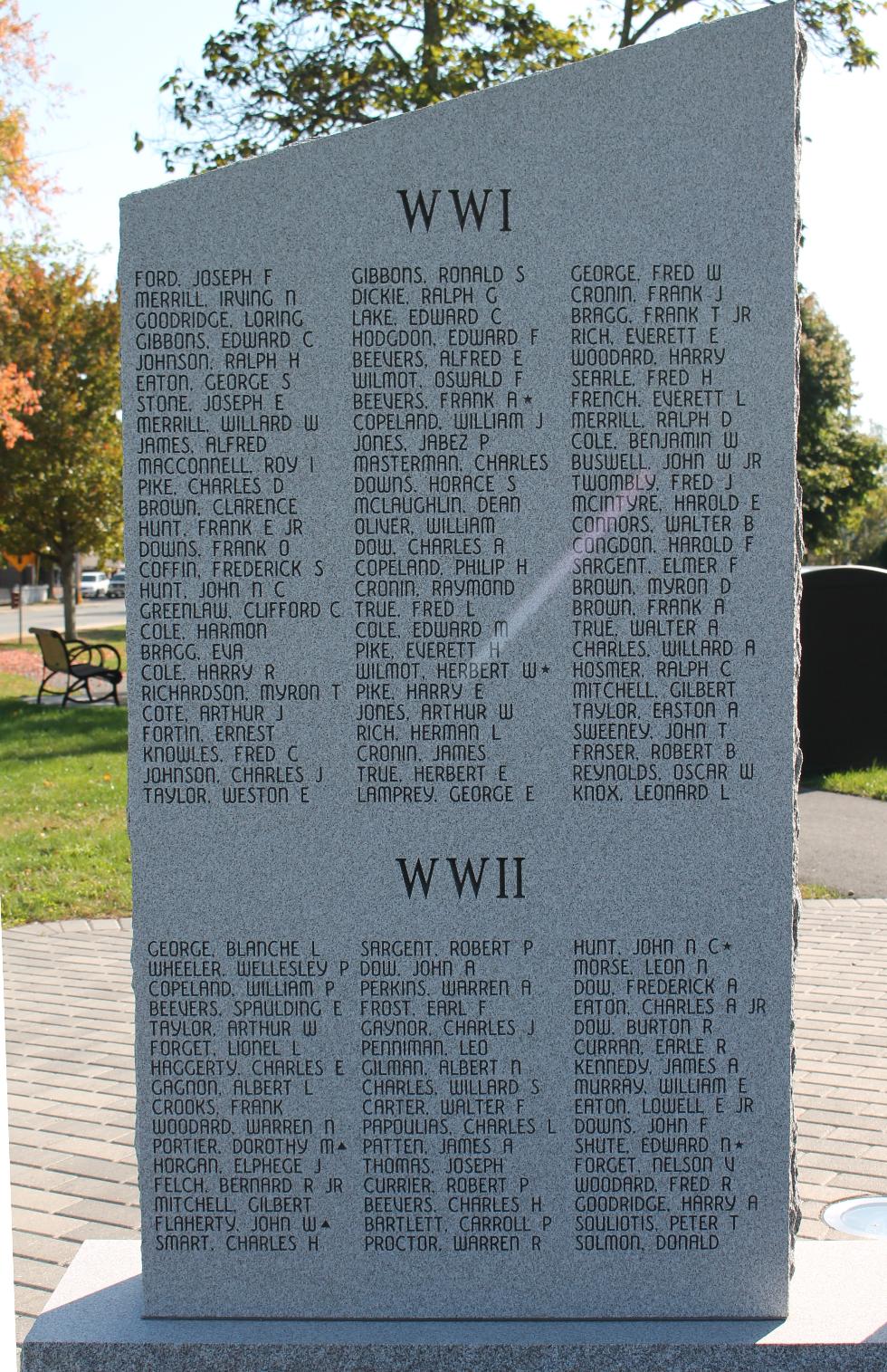 Salisbury Massachusetts World War I & World War II Veterans Memorial