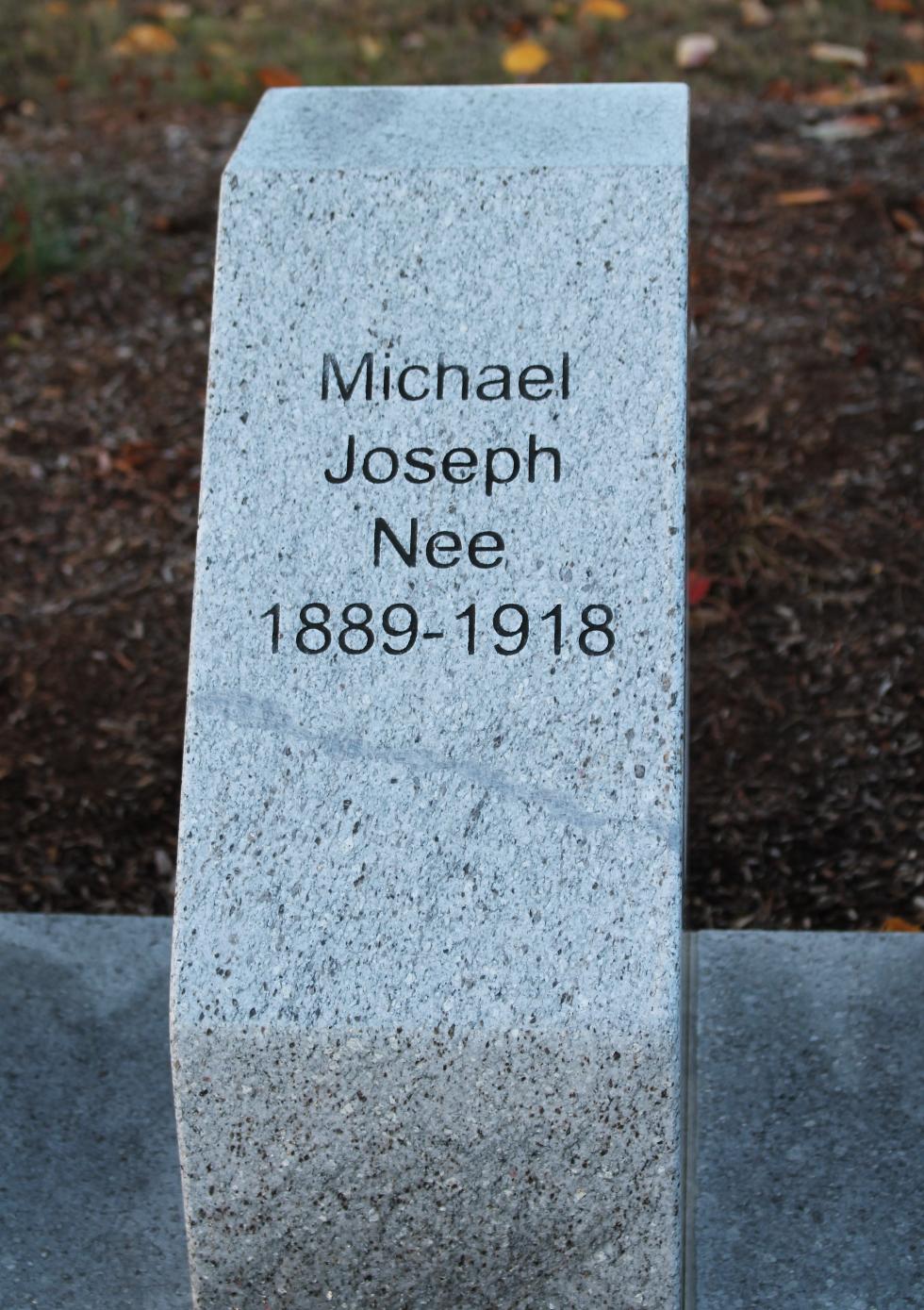 Shrewsbury Massachusetts World War I Veterans Memorial Michael Joseph Nee