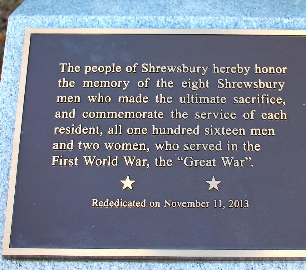 Shrewsbury Massachusetts World War I Veterans Memorial