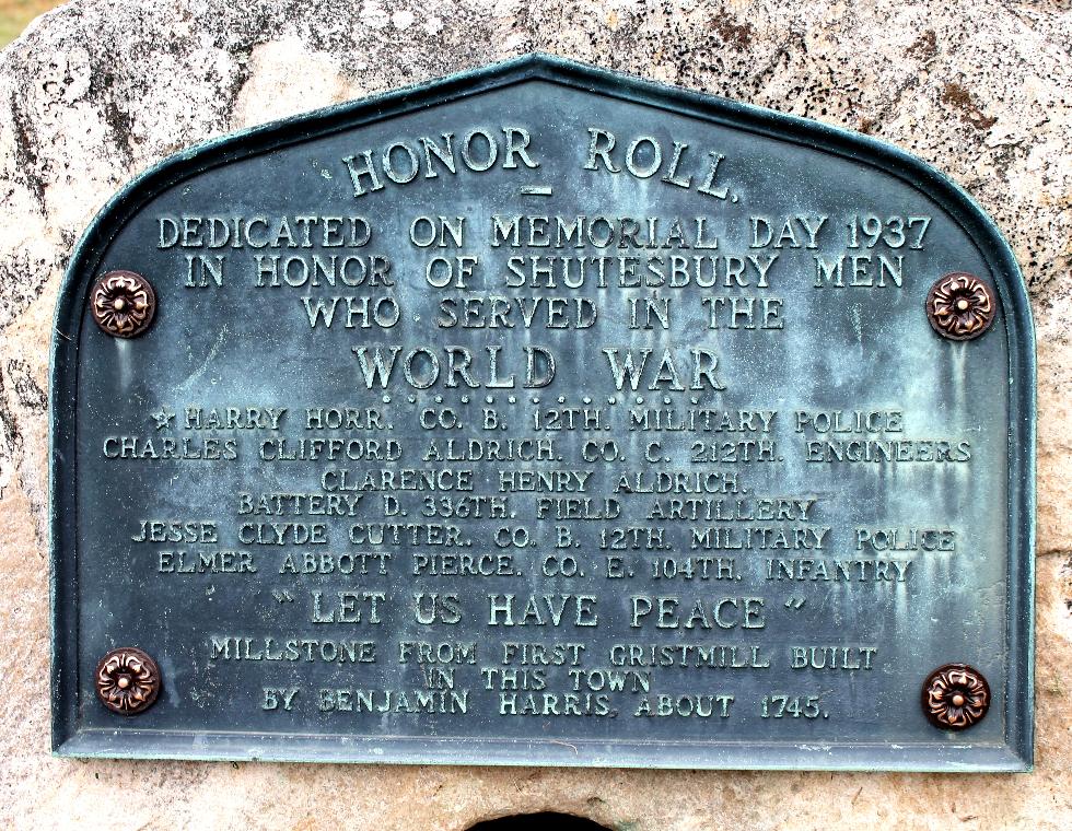 Shutesbury Massachusetts World War I Veterans Memorial