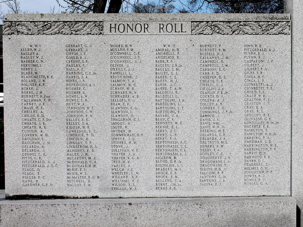 Southborough Massachusetts World War I & World War II Veterans Memorial
