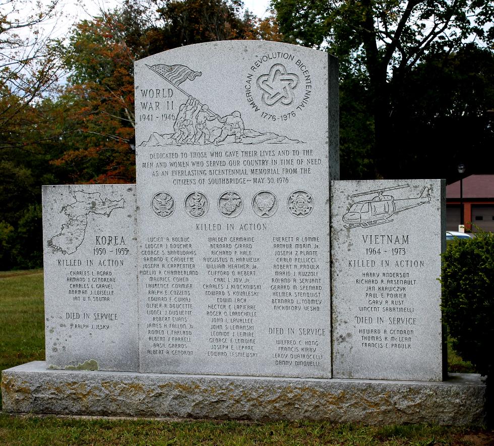 Southbridge Massachusetts World War II, Korea & Vietnam War Veterans Memorial