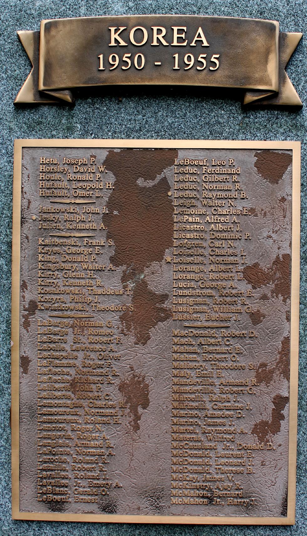 Southbrisge Massachusetts Korean War Veterans Memorial