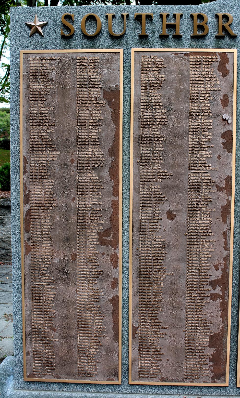 Southbridge Massachusetts World War II Veterans Memorial
