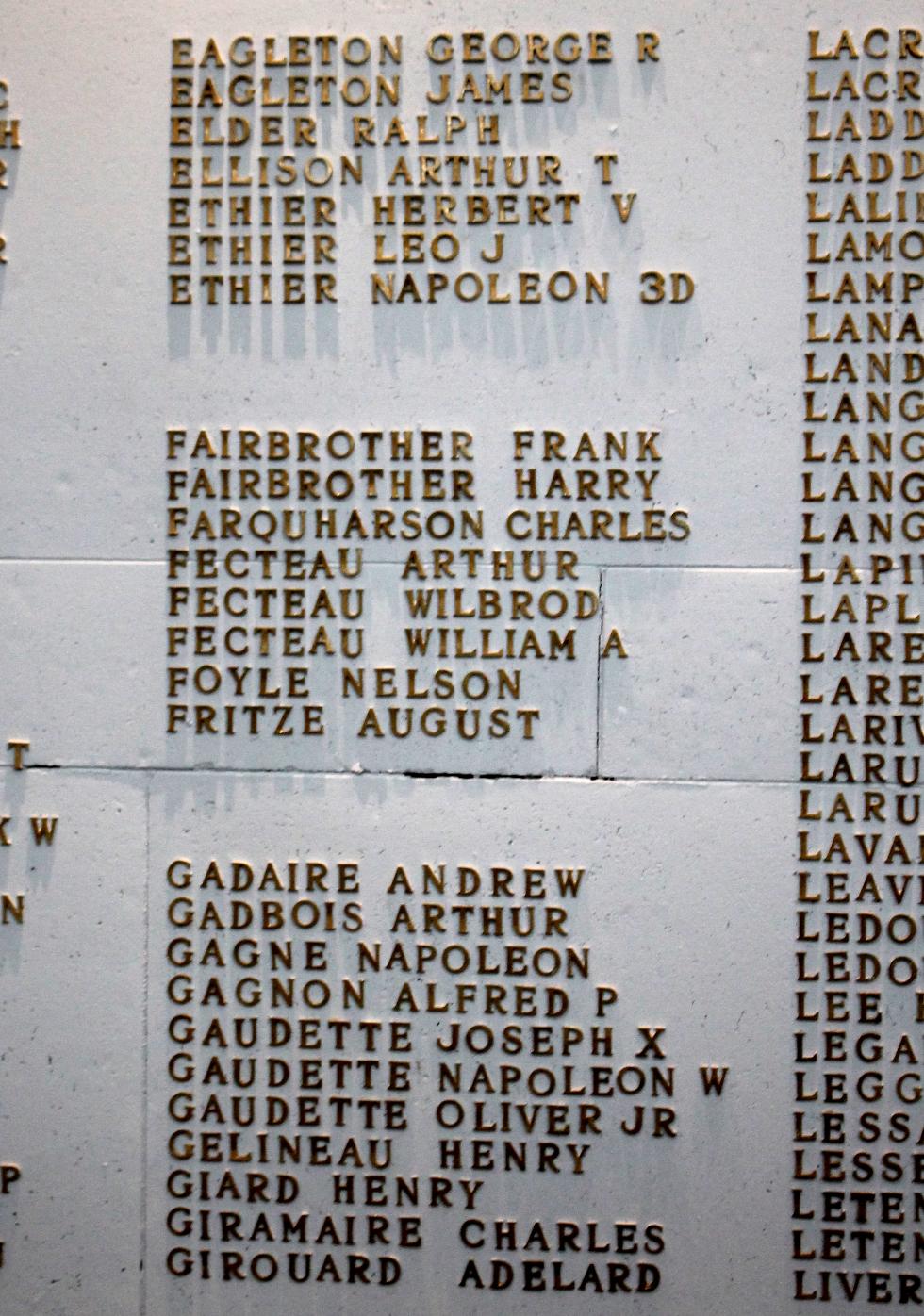 Spencer Massachusetts World War I Veterans Honor Roll