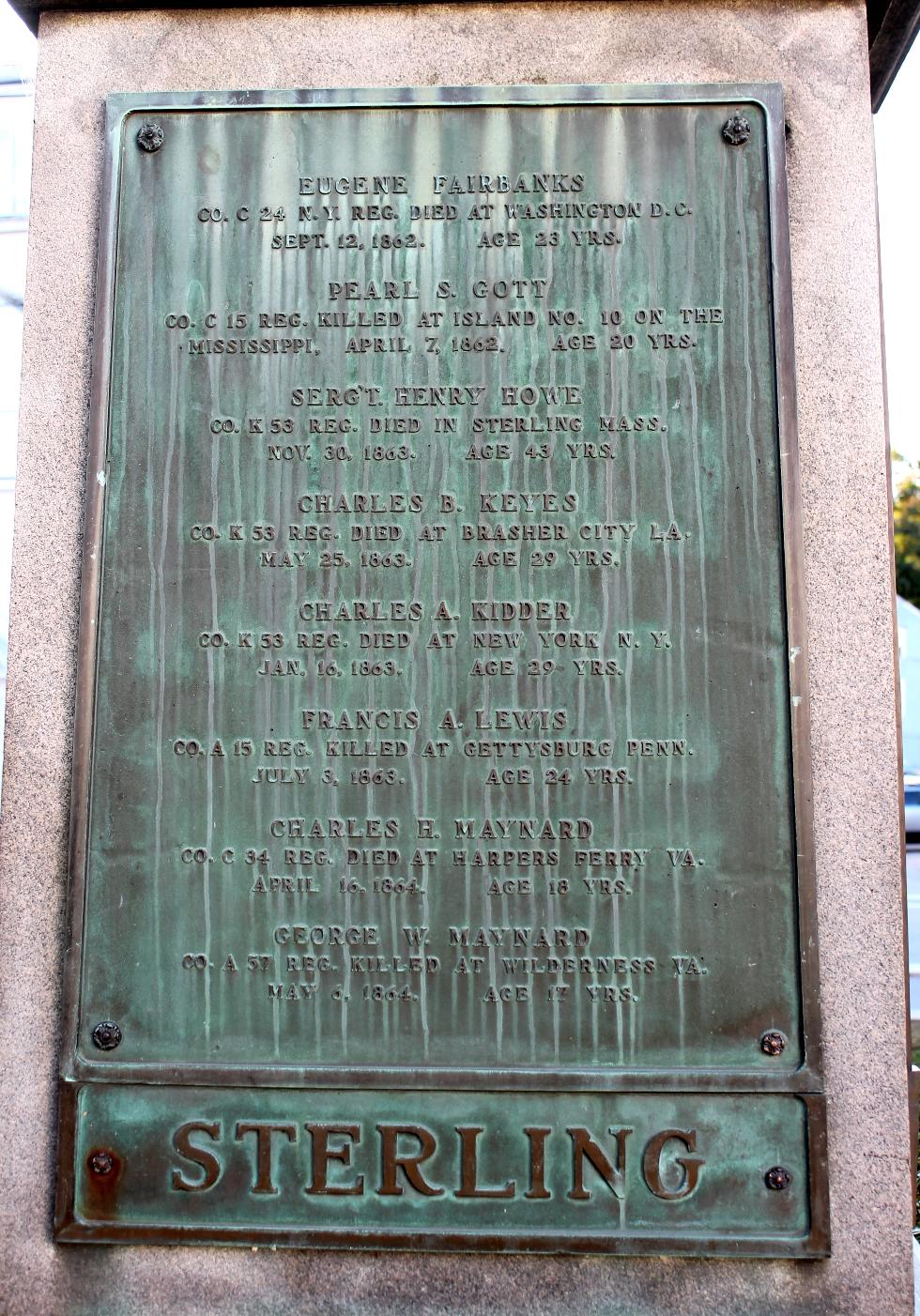 Sterling Massachusetts Civil War Veterans Memorial