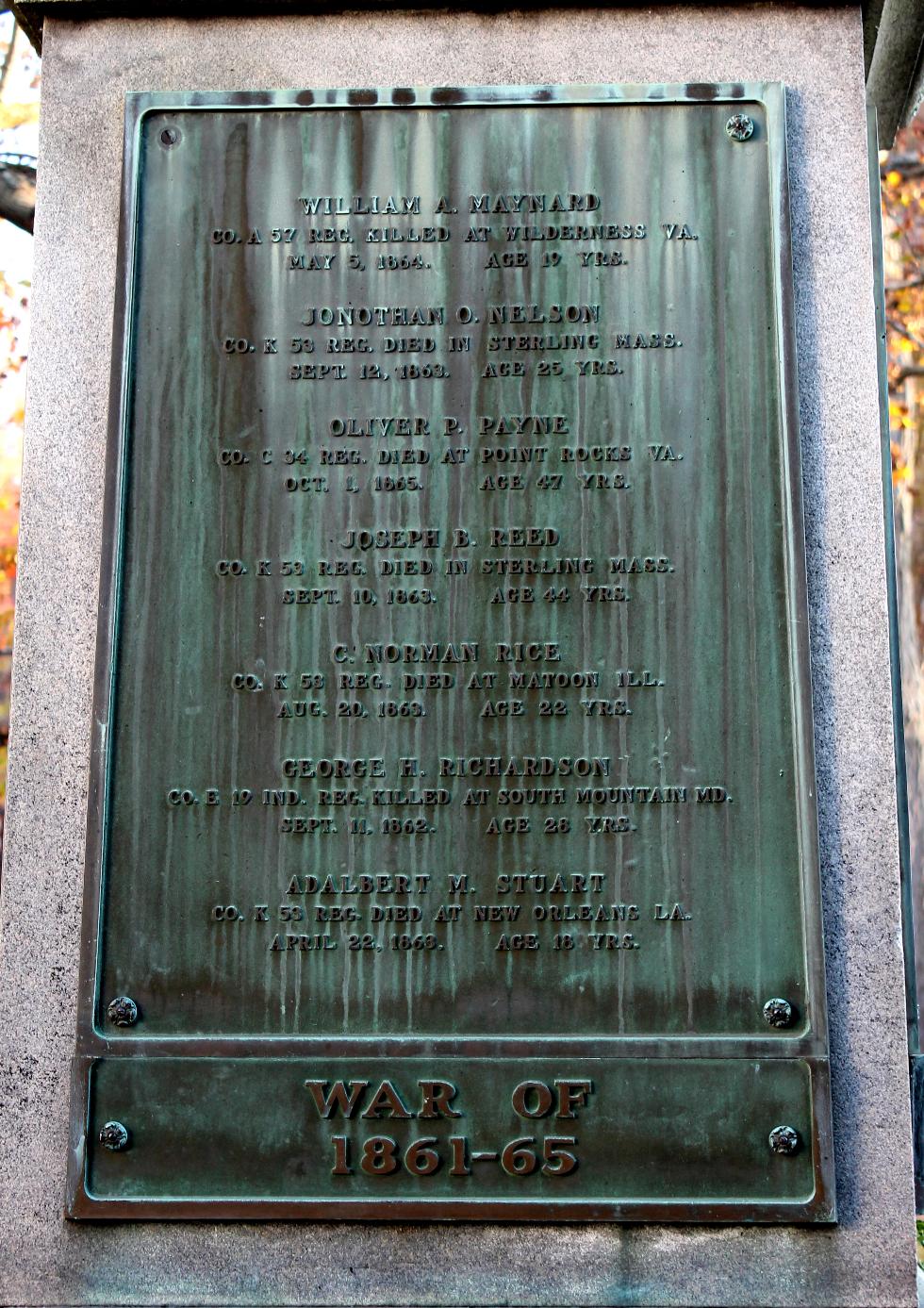 Sterling Massachusetts Civil War Veterans Memorial