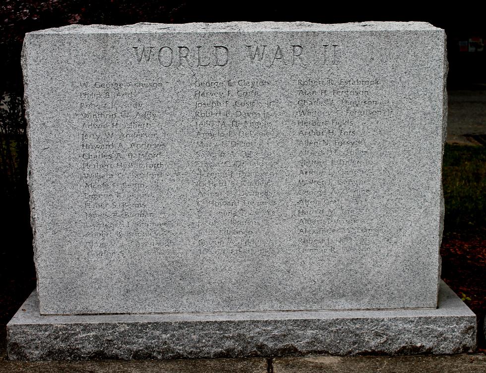 Stowe Massachusetts World War II Veterans Memorial