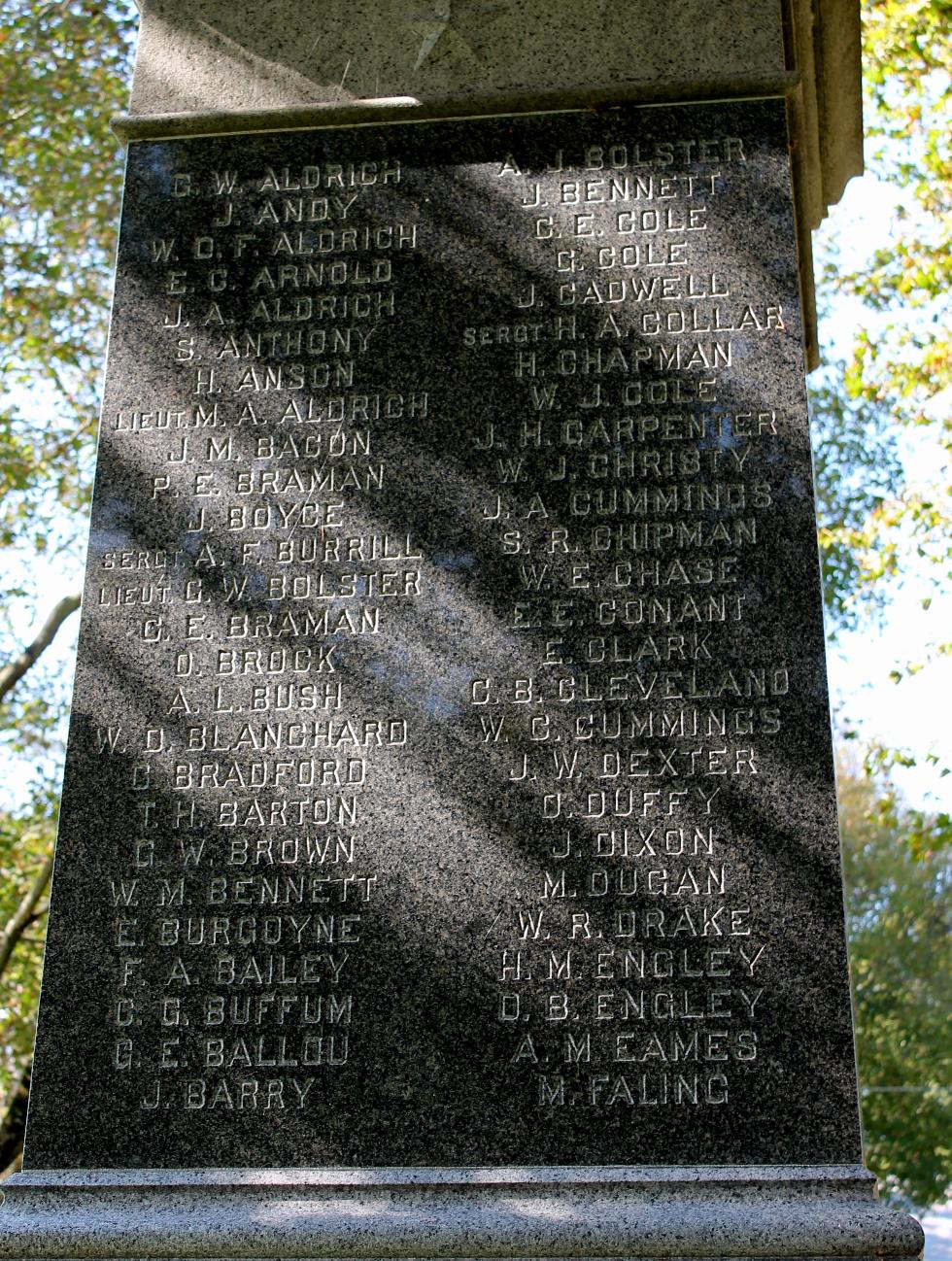 Uxbridge Massachusetts Civil War Veterans Monument