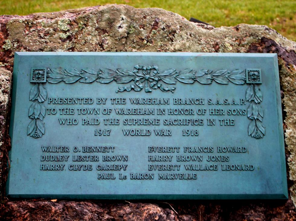 Wareham Massachusetts World War I Veterans Memorial