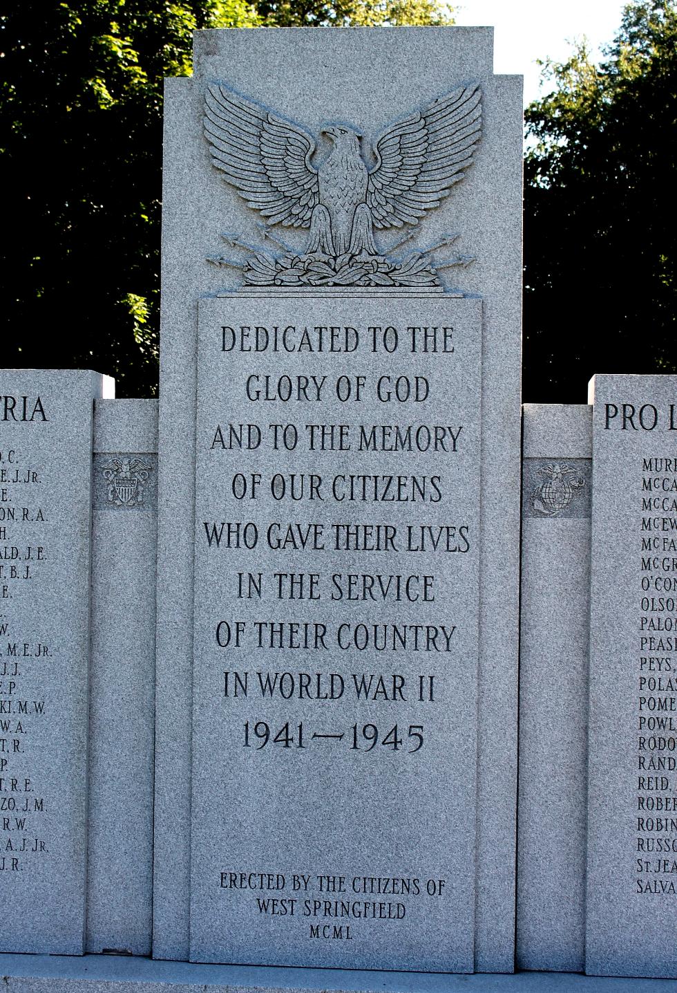 West Springfiels Massachusetts Veterans Memorial